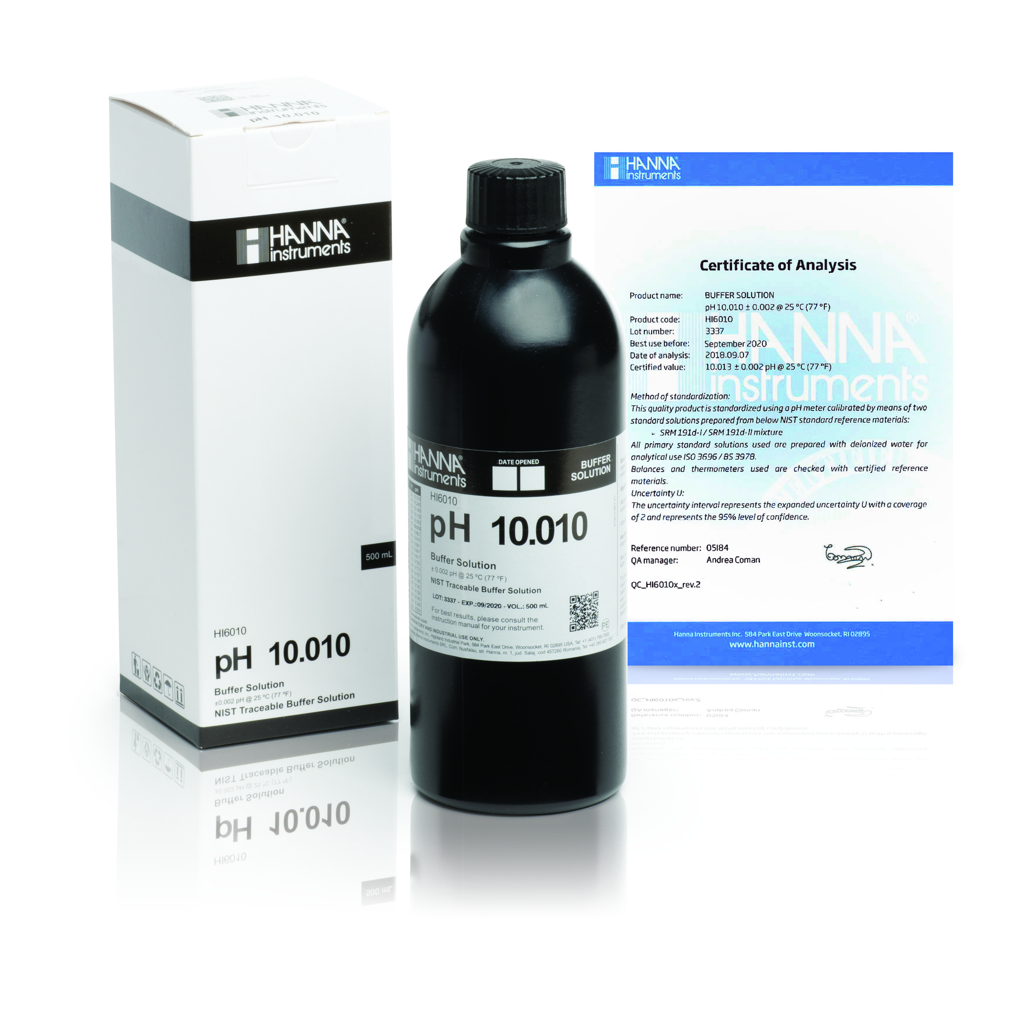 HI6010 Millesimal Kalibračný roztok pH 10,010 s certifikátom, 500 ml